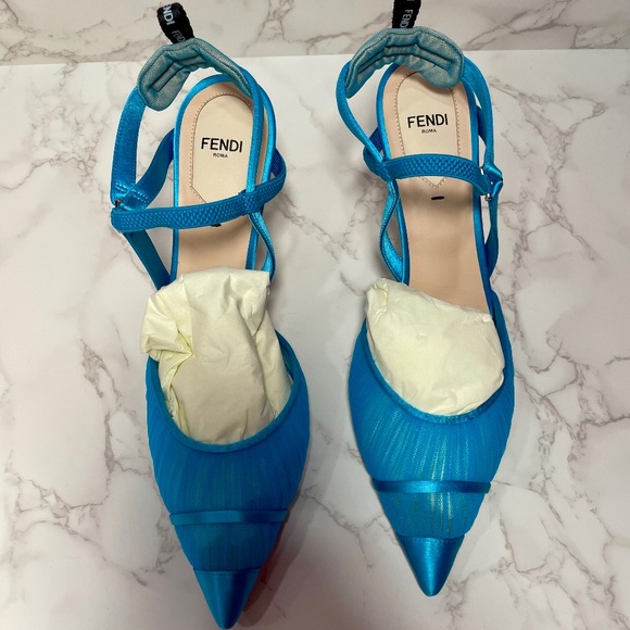 FENDI Blue Tulle Slingback - Picture 14 of 15